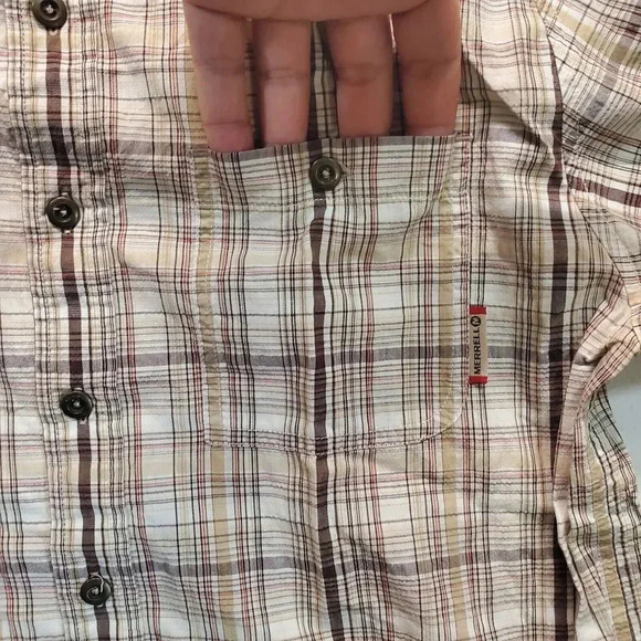 Merrell Mens Plaid Short Sleeve Metal Button Up Shirt Medium Outdoor Adventure - Picture 6 of 11